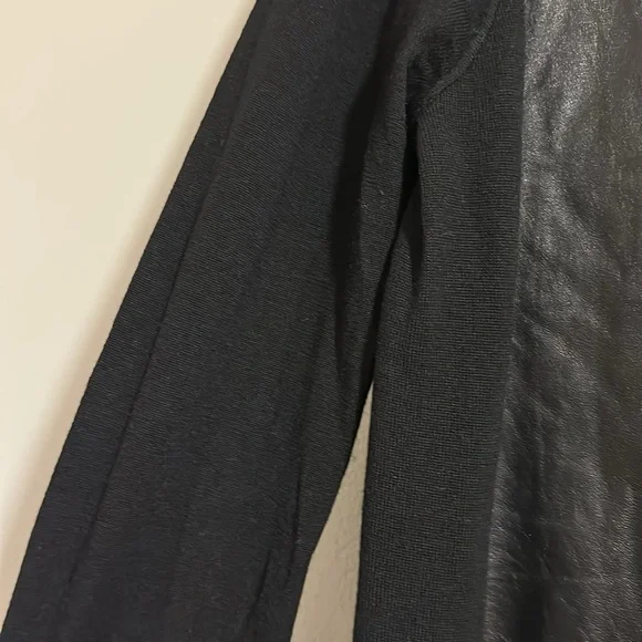 VINCE 100% lamb Leather front patch Shift mini 100% wool combination Dress L - Picture 4 of 6